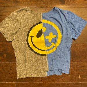 Love junkie half color block smile shirt girls large